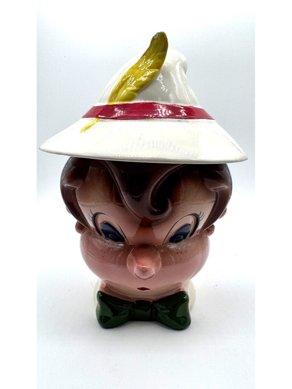 Vintage Metlox Poppytrail Pinocchio Cookie Jar 1940s Ceramic Hat Lid Disney